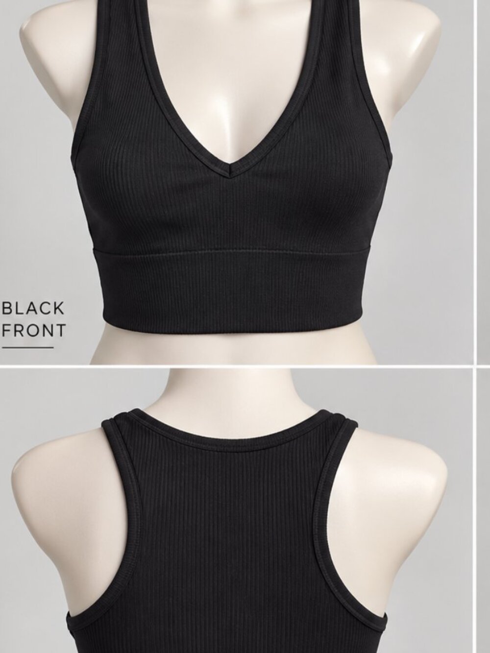 Athleta Aurora Crop Rib Tanks XS Black Blue Ribbed V Neck 2 Pack